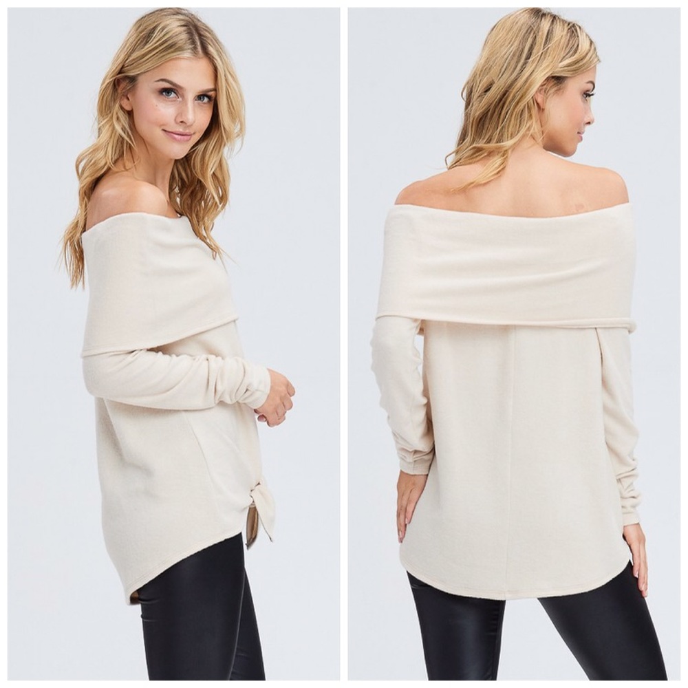 LAST 1! 🛍 Ivory Brushed Off Shoulder Sweater - Picture 3 of 3